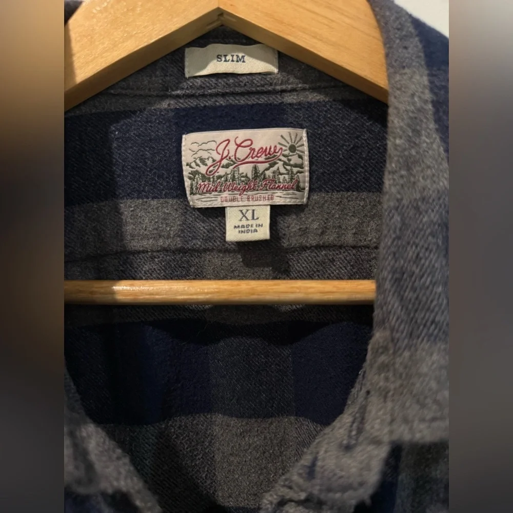 J. Crew Navy and Charcoal Plaid Shirt
